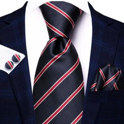 Krawatte Einstecktuch Manschettenknöpfe Seide Seidenkrawatte Schlips Binder