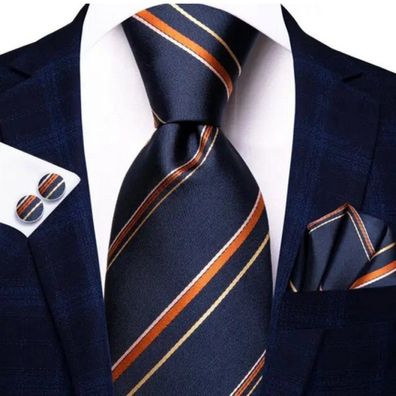 Krawatte Einstecktuch Manschettenknöpfe Seide Seidenkrawatte Schlips Binder