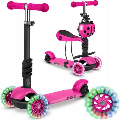Kinderroller Dreirad Balancier 3in1 LED RÄDER ROSA