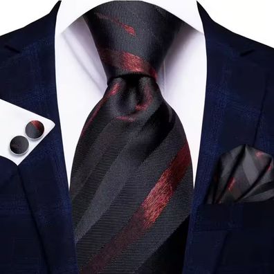 Krawatte Einstecktuch Manschettenknöpfe Seide Seidenkrawatte Schlips Binder