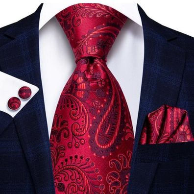 Krawatte Einstecktuch Manschettenknöpfe Seide Seidenkrawatte Schlips Binder