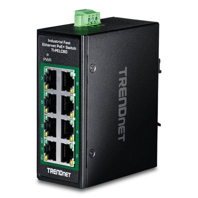 TRENDnet 8-Port Industrial Fast Ethern. PoE+ DIN-Rail Switch