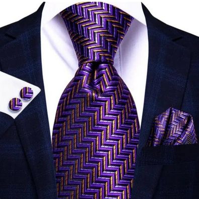 Krawatte Einstecktuch Manschettenknöpfe Seide Seidenkrawatte Schlips Binder