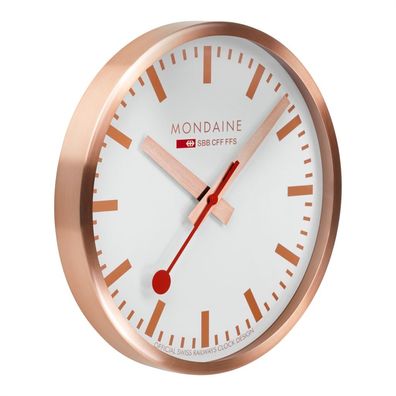Mondaine A990. CLOCK.18SBK Wanduhr Kupferfarben, Durchmesser 25cm