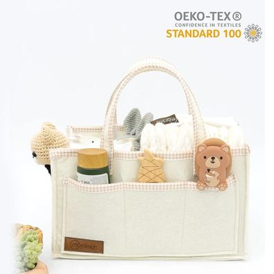 Mutter- und Babypflegetasche aus Filz, Beige