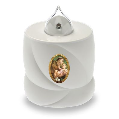 2 LED Grabkerzen Flackereffekt lange Brenndauer Trauerlicht weiß Heiliger Antonius