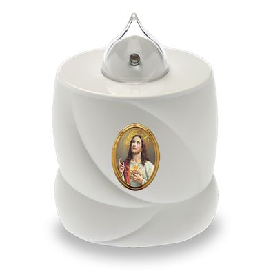 2 LED Grabkerzen Flackereffekt lange Brenndauer Trauerlicht weiß Jesus