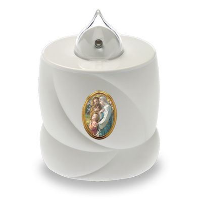 2 LED Grabkerzen Flackereffekt lange Brenndauer Trauerlicht weiß Heilige Familie