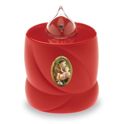 2 LED Grabkerzen Flackereffekt lange Brenndauer Trauerlicht rot Heiliger Antonius