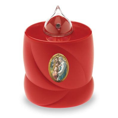 2 LED Grabkerzen Flackereffekt lange Brenndauer Trauerlicht rot Heilige Familie