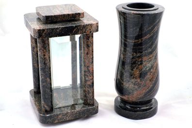 designgrab Set Grablampe Modern 25,5 cm & Granitvase 25 cm – massiv, hochwertig & pol