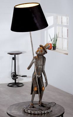 Gilde Tischleuchte, "Steampunk Monkey", Kunstharz, silberfarben, VE 1, L. 30 cm,