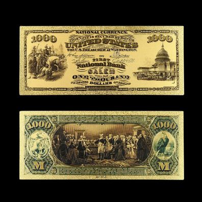 1000 Dollar von 1875/vergoldete Banknote USA/Souvenir (USA2110253)