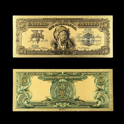 5 USA Dollar/ Jahrgang 1899/Goldfolie Banknote (USA211012)