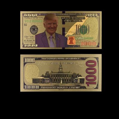 Gold Plated Banknote D. Trump 1000 Fake Dollar - USA (USA2110256)