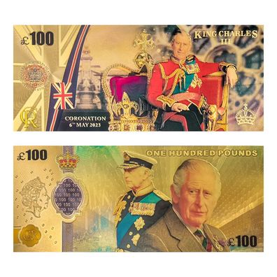 König Charles III Großbritannien 100 Pfund - vergoldet Neuheit (QE2510253)