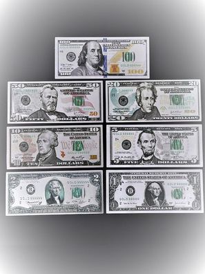 USA Dollar Set Banknoten von 1 bis 100 Dollar Silberfolie(USA2110251)