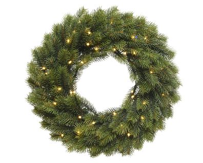 Künstlicher Tannenkranz 40cm mit LED Lichtern Grün / Warmweiß
