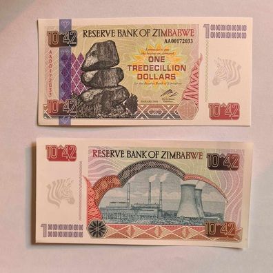 One Tredecillion Dollar Banknote Zimbabwe Bankfrisch unzirkuliert (Zim211025)