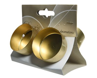 Teelichthalter Adventskranz Metall 4,2cm mit Dorn hellgold, 4 Stück