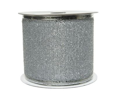 Glitzerband 63mm x 2,7m Rolle silber