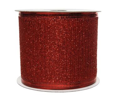 Glitzerband 63mm x 2,7m Rolle rot