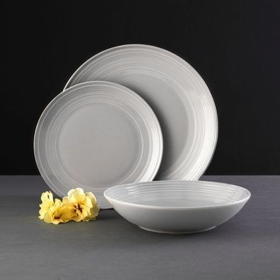 Tafelservice Geschirr für 6 Personen Linea grau Ambition