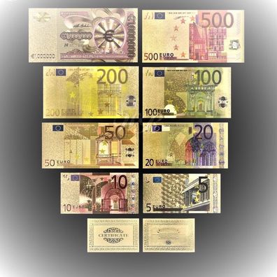 Euro Goldfolie Banknoten mit Farbe komplett oder einzeln (CM211025)