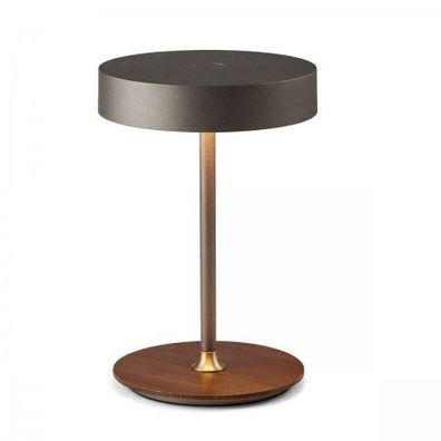 Halo Design 745791 LED Akku Tischleuchte On The Move gun-black messing walnuss