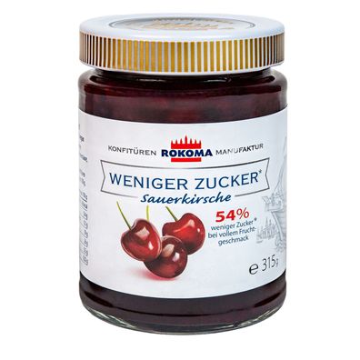 Rokoma Sauerkirsch-Konfitüre - 54% weniger Zucker 12x315g