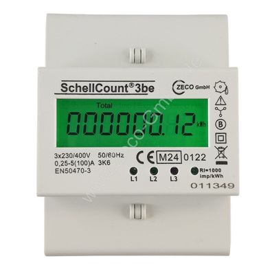 digitaler Drehstromzähler für DIN Hutschiene, MID geeicht, 100A, S0, Energiezähler