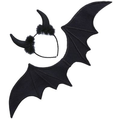 Teufel Flügel & Haarreif schwarz