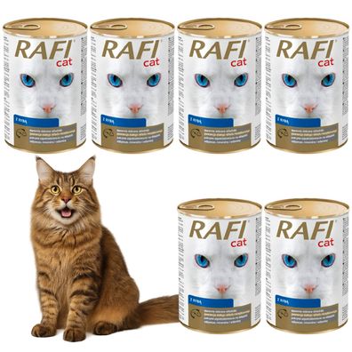Rafi Cat Nassfutter für Katzen 6×415 g - Fisch, Dosen