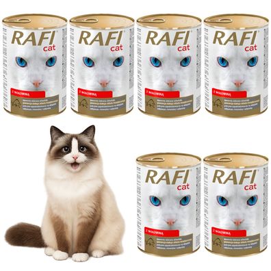 Rafi Cat Nassfutter für Katzen 6×415 g - Rind