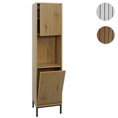Hochschrank HWC-O42, Badregal Badezimmer Wäschekorb, MDF Melamin 174x39x30cm