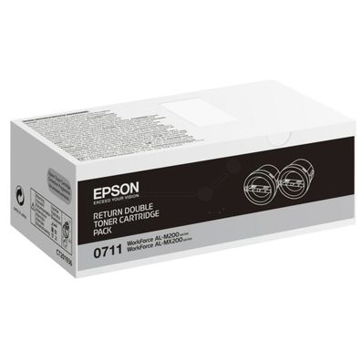 Original Epson 0711 C13S050711 S050711 Toner Doppelpack schwarz 2 Stück