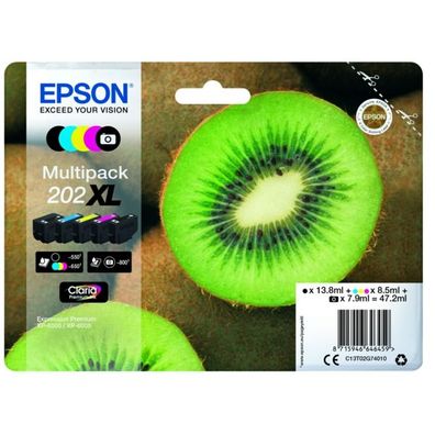 Original Epson 202XL T02G7 C13T02G74010 C13T02G74020 Tinte Multipack schwarz cyan