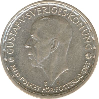 Schweden 2 Kronor 1950 Gustaf V. Silber*