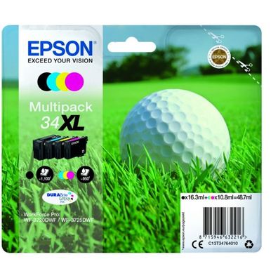 Original Epson 34XL T3476 C13T34764010 C13T34764020 Tinte Multipack schwarz cyan m