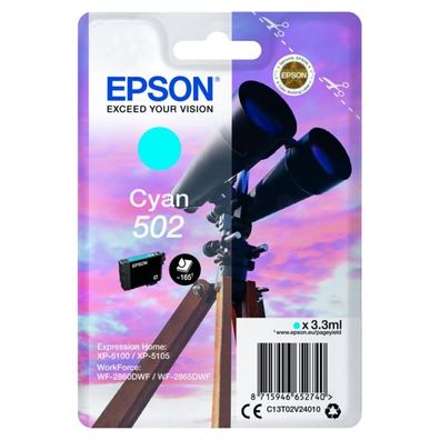 Original Epson 502 T02V2 C13T02V24010 C13T02V24020 Tinte cyan