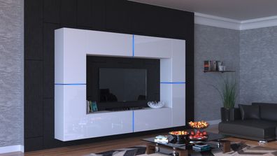 D23 256 cm Möbel Wohnzimmer Wohnwand Mediawand Wohnschrank Schrankwand Farbauswahl