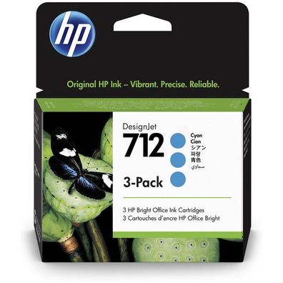 Original HP 712 3ED77A Tinte Multipack cyan 3 Stück