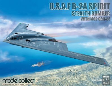 Modelcollect 1:72 UA72206 USAF B-2A Spirit Stealth Bomber with Mop GBU-57