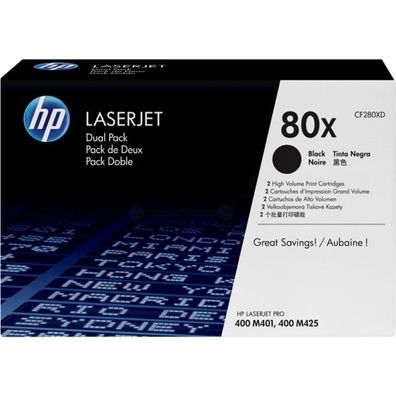 Original HP 80X CF280XD Toner Doppelpack schwarz 2 Stück