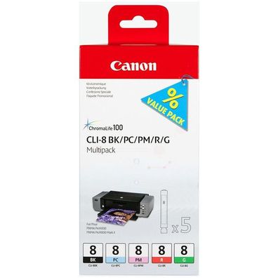 Original Canon CLI-8 0620B027 Tinte Multipack schwarz photo cyan photo magenta rot g