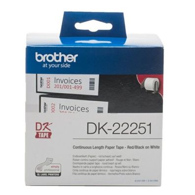 Original Brother DK-22251 Etiketten rot schwarz auf weiß 62mm x 1524m