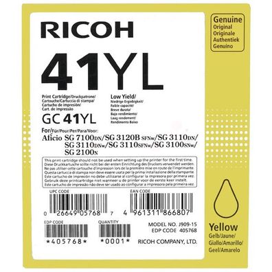 Original Ricoh GC-41 YL 405768 Tinte gelb