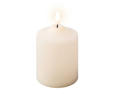 LED Kerze mit Timer Outdoor Kunststoff 7x12cm Ivory / Warmweiß