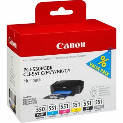 Original Canon PGI-550 CLI 551 6496B005 Tinte Multipack schwarz cyan magenta gelb gr