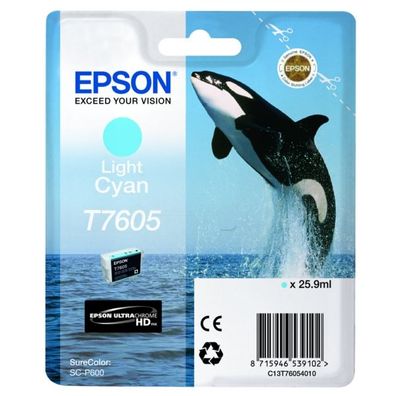 Original Epson T7605 C13T76054010 Tinte photo cyan